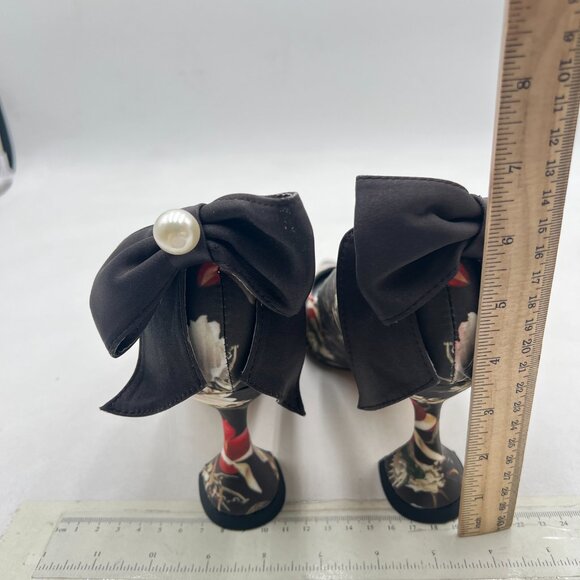 YDN Floral Print Pointy Toe Slip on Pumps Special High Heels Party Prom Shoe - Picture 5 of 8